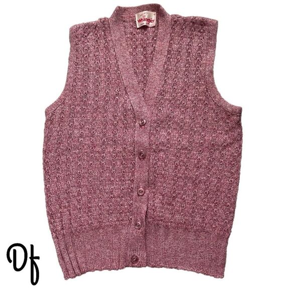 Vintage Wrangler Knitted Pink Button Down Vest Size S - Picture 2 of 10